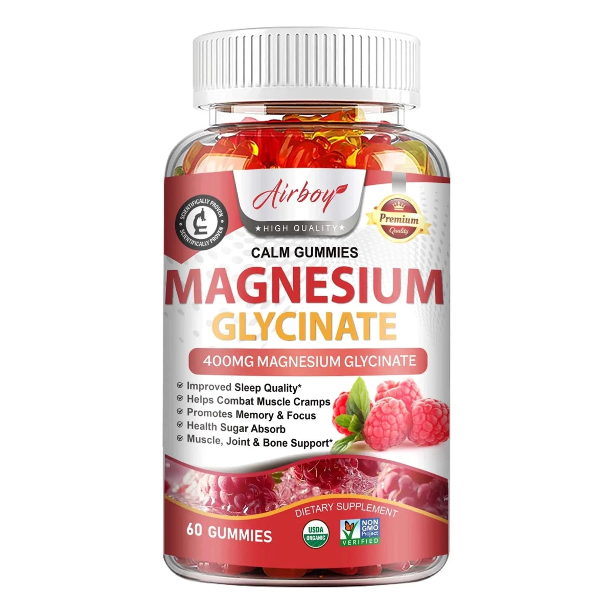 Magnesium Glycinate Gummies - Calm, Relieves Stress, Promotes Sleep, Support Memory, Concentration & Muscle Spasms - 120pcs MANDOTOS