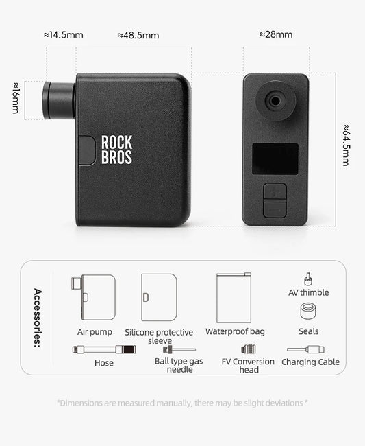 ROCKBROS Portable Mini Electric Bicycle Pump 120PSI Type-C Bike Tire Air Inflator Pump MTB Road AV FV Valve Cycling Pump - MANDOTOS