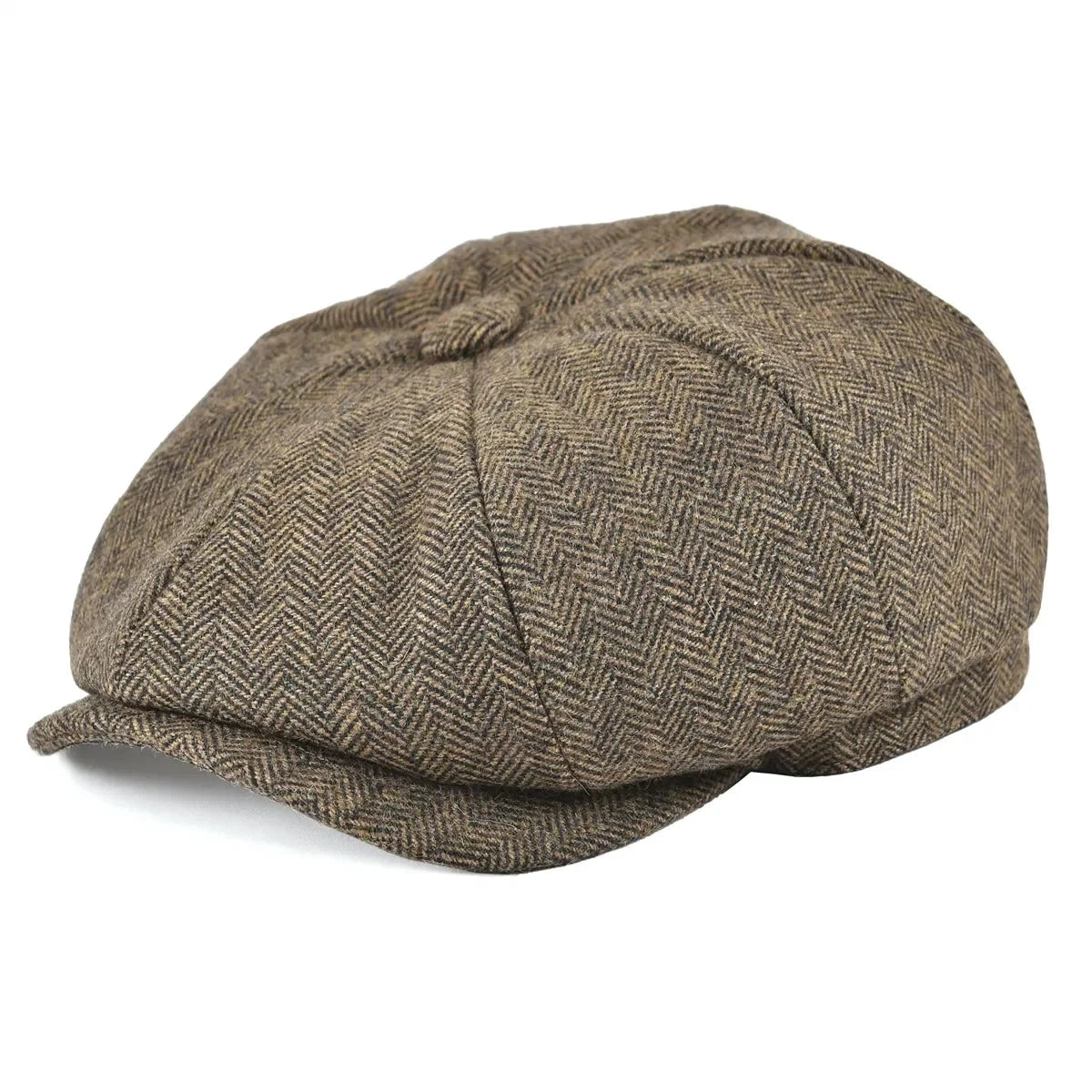 Wool Bleed Herringbone Tweed Newsboy Cap Men 8-Panel Cabbie Flat Caps Gatsby Driver Beret Hat MANDOTOS