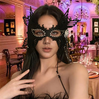 Elegant Enigma Mask Intriguing Velvet Costume Headpiece for Halloween Masquerade Ball