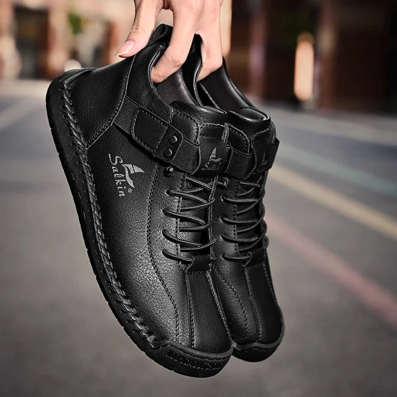 New 2025 Handmade Leather Casual Men Shoes Design Sneakers Man Breathable Leather Shoes Men Ankle Boots Outdoor MANDOTOS