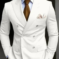 High Quality Brown Men's Suits Double Breasted Bespoke Double Breasted Peaked Lapel Formal Blazer Slim Fit 2 Piece Jacket Pants