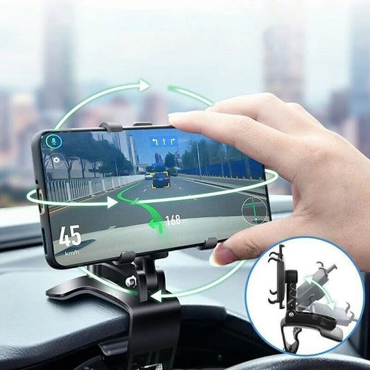 Portable Car Holder Rotatable Multifunction Dashboard/Rearview Mirror/Sun Visor Mount for iPhone Samsung Xiaomi Redmi Huawei