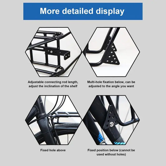 Cycling Cargo Rack Luggage Touring Carrier Racks Front Pannier Rack for Cycling Equipment Stand Footstock for Enhanced Stability - MANDOTOS