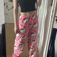 Y2K Hello Kitty Pajamas Pants Sanrio Anime Women's Pajama Pants Cartoon Couple Home Sleepwear Trousers Leisure Home Clothing MANDOTOS