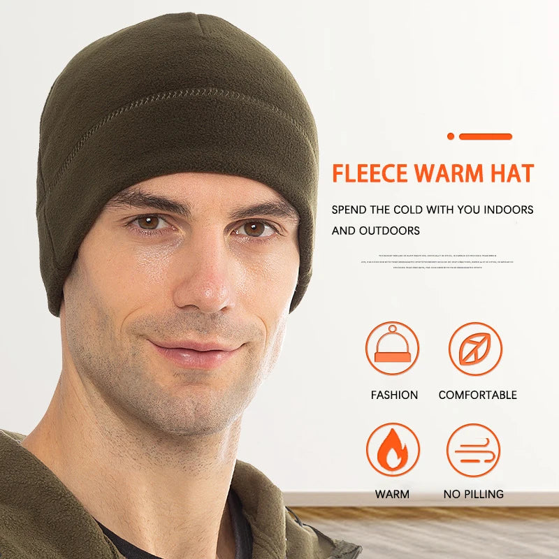 Winter Fleece Beanie Cycling Men Women Elastic Hiking Soft Thermal Commuting Ski Helmet Liner Hat Windproof Camping Cap Outdoor