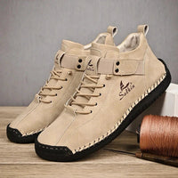 New 2025 Handmade Leather Casual Men Shoes Design Sneakers Man Breathable Leather Shoes Men Ankle Boots Outdoor MANDOTOS