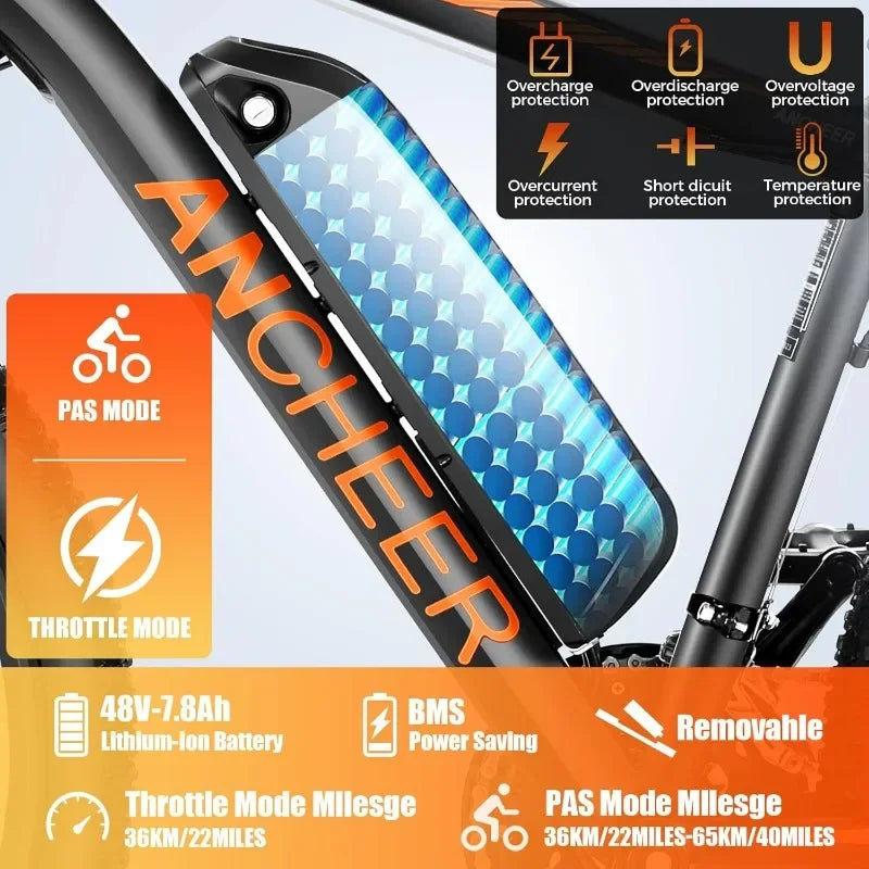 NEW Electric Bike for Adults, Electric Mountain Bike, 26" Sunshine Commuter Ebike, LCD Display, 21Speed