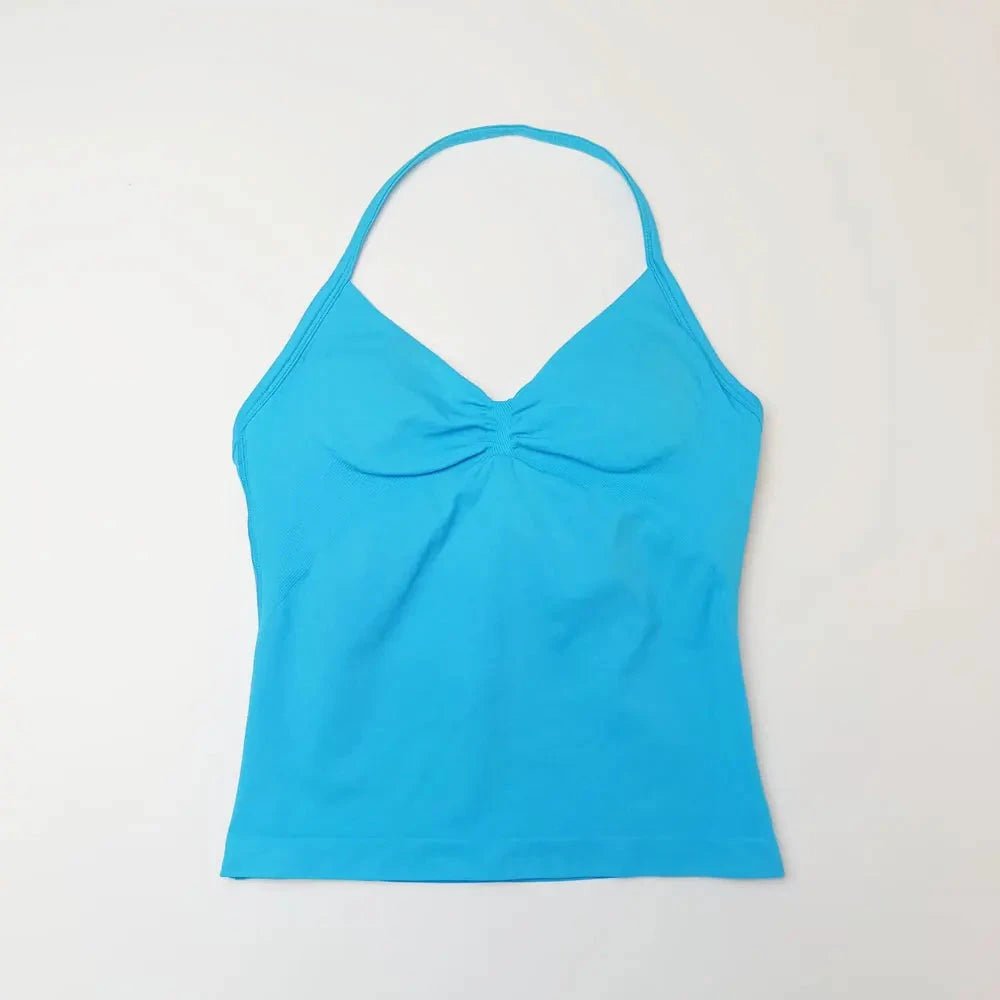NCLAGEN Impact Longline Strappy Top Sports Yoga Vest Women's Fitness Tank Top Gym Beautiful Open Back Bra Running Workout Halter NCLAGEN Official Store