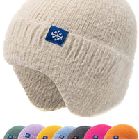 Hot Sale Women Earflap Winter Hat Candy Colors Fashion Faux Fur Knitted Hat Kpop Style Soft Beanie Hats Female Streetwear Cap