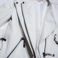Women's Leather Jacket European and American Fashion Motorcycle Slim Short Leather Jacket Zipper