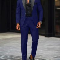 Men's New Fashion Business Casual Two-piece, Comfortable and Breathable Slim-fit Side Slit Single-button Suit Jacket+trousers