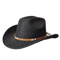 Stylish Unisex Cowboy Hats with Embellished Band Trendy Wide Brim Fedora Caps for Stylish Outdoor Adventures and Travel