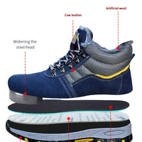 High Quality Winter Boots Men Steel Toe Cap Safety Boots Work Shoes Men Puncture-Proof Work Boots Plush Warm Safety Shoes male
