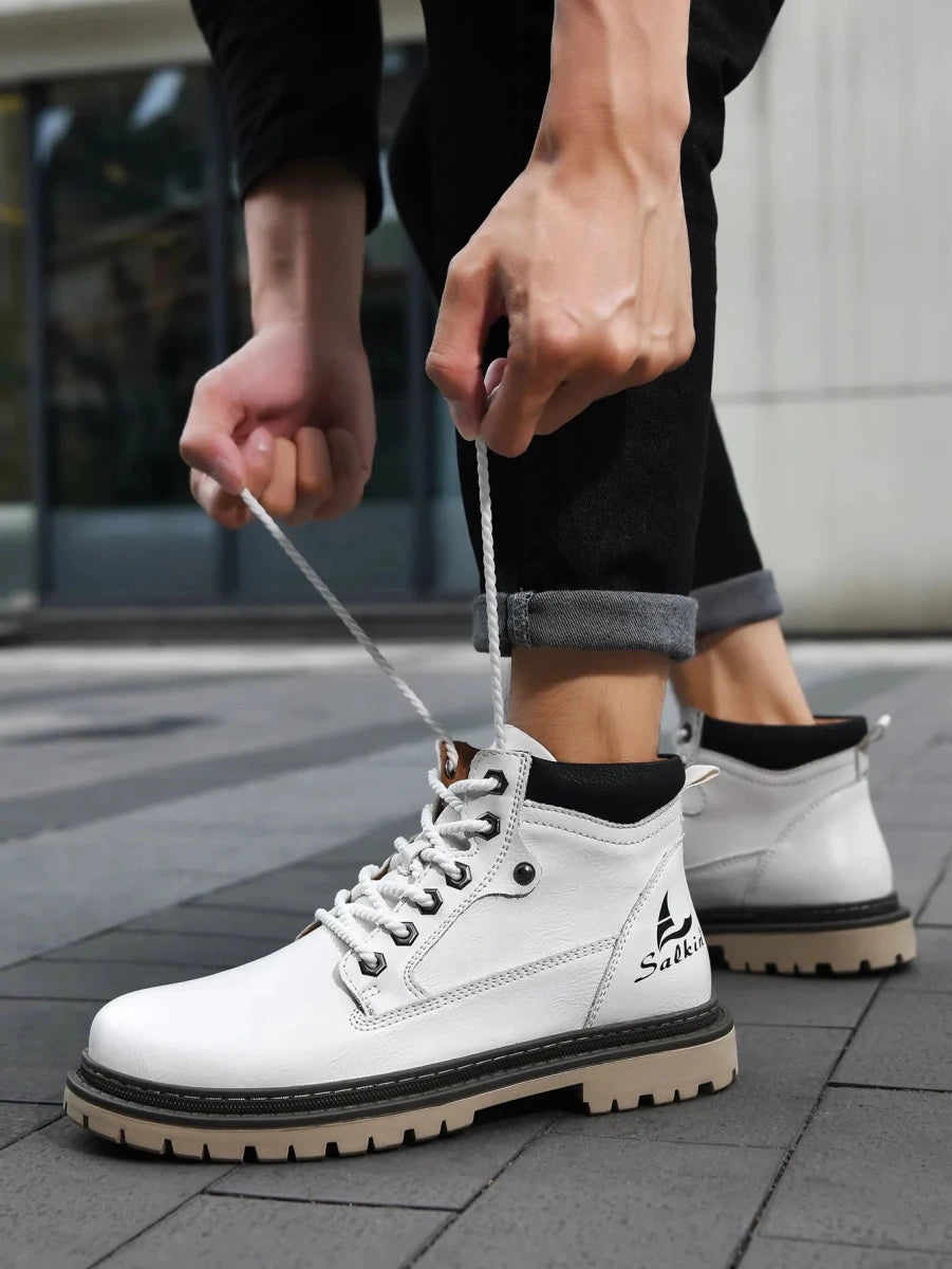 Handmade Men Boots Ankle Winter Leather Shoes Autumn Outdoor Hiking Boots Sneakers Hombres Botas High Top Footwear Anti Slip MANDOTOS