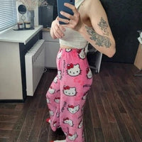 Y2K Hello Kitty Pajamas Pants Sanrio Anime Women's Pajama Pants Cartoon Couple Home Sleepwear Trousers Leisure Home Clothing MANDOTOS