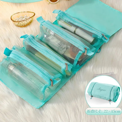 Detachable Cosmetic Bag Portable Large Capacity 4 in 1 Makeup Bags Portable Folding Travel Cosmetics Storage Toiletry Bag - MANDOTOS