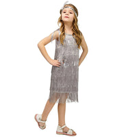 Girl Party Dress Girls Flapper Dress Carnival Sequins Fringe Latin Dance Dress Tassel Tango Dress Ballroom Costume With Feather
