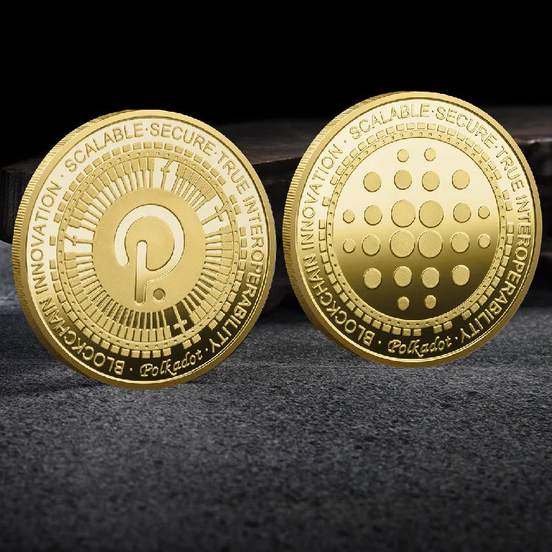 Bitcoin BTC ETH ADA XLM SHIB DOGE XRP SOL DOT LINK LTC UNI Coin Physical Metal Crypto Currency Coin Collection with Plastic Case