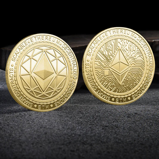 Bitcoin BTC ETH ADA XLM SHIB DOGE XRP SOL DOT LINK LTC UNI Coin Physical Metal Crypto Currency Coin Collection with Plastic Case