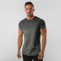 T Shirt Men Casual Short Sleeve Muscle Joggers Bodybuilding Tshirt Male Gym Fitness Tops Tee Streetwear Slim Fit Summer T-shirt MANDOTOS