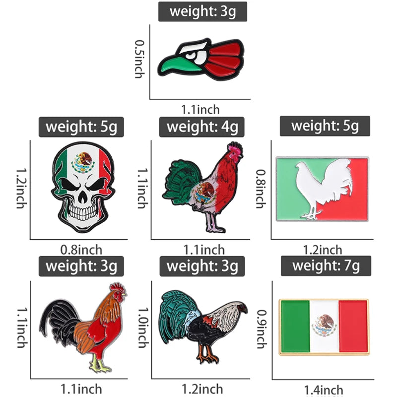 Mexico Flag Hat Pin Retro New Mexican Metal Badge Creative Era Enamel Brooch Baseball Cap Decorative Jewelry Gifts For Friends