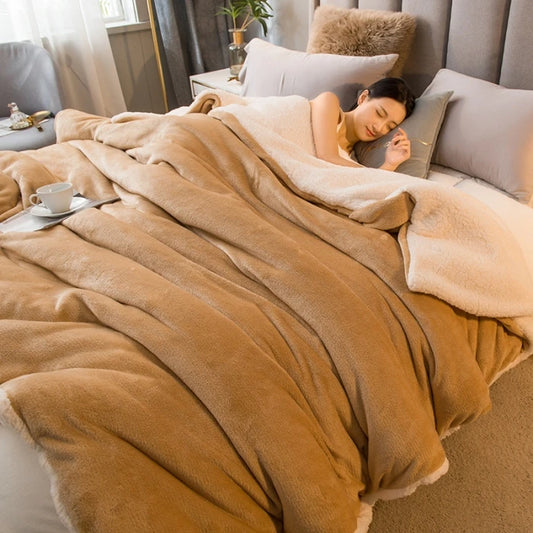 Cozy Luxe Wool Throw Blanket - Dual-Sided Warmth for Winter - MANDOTOS