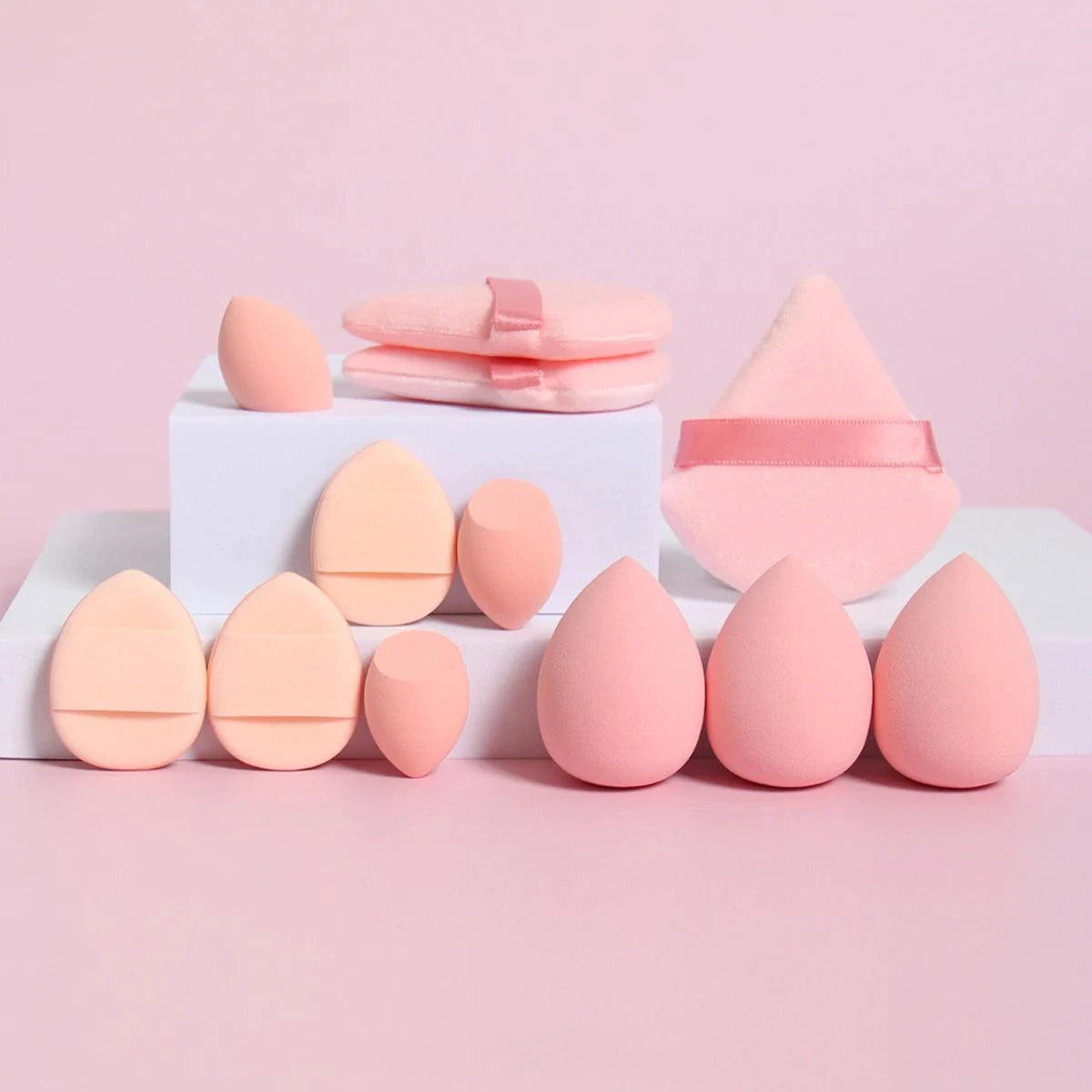 12 Piece All Purpose Makeup Sponge Set with Loose Powder Puffs Mini Air Cushion Puffs Beauty Eggs and Mini Beauty Sponges - MANDOTOS