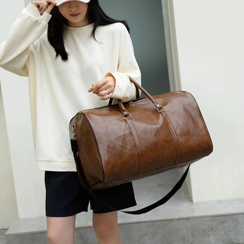 Travel Bag For Men Pu Leather Shoulder Bag Big Capacity Tote Bags For Women Fashion New Duffle Crossbody Bag Sports Pack luggage MANDOTOS