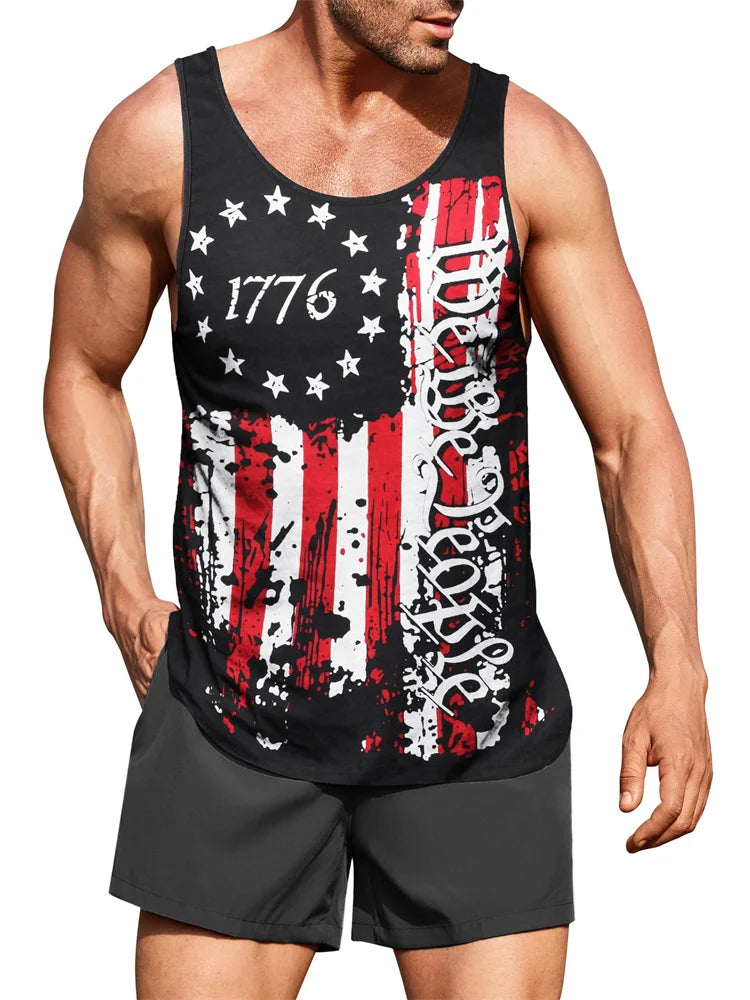 Hawaiian Style Palm Print Men's Tank Top for Summer Beach Trips - MANDOTOS INTERNATIONAL