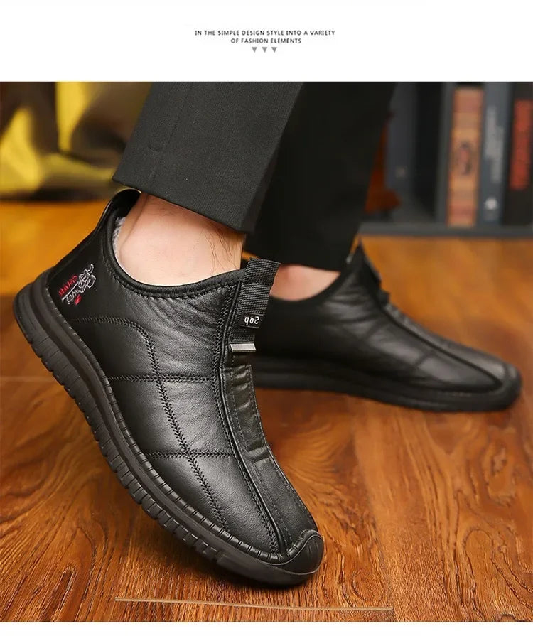 Winter men's boots are warm waterproof non slip thick walking boots, and oversized work shoes for men aged 38-48 platform boots