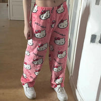 Y2K Hello Kitty Pajamas Pants Sanrio Anime Women's Pajama Pants Cartoon Couple Home Sleepwear Trousers Leisure Home Clothing MANDOTOS