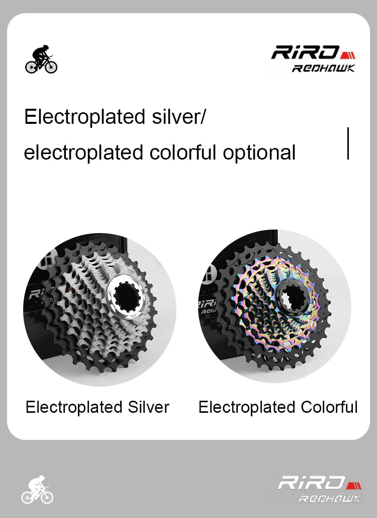 RIRO Road Bike Ultra-light Freewheel 11/12S-28-34T Bicycle CNC Vacuum Plating HG Cassette Hollow Flywheel 11/12V Speed  Sprocket