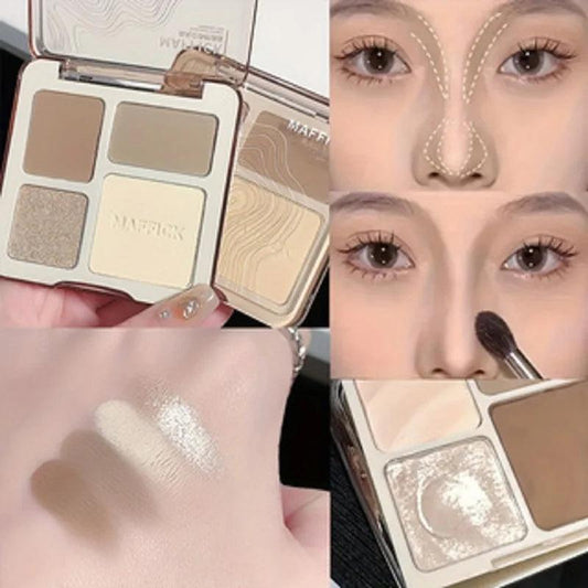 Natural Stereoscopic Face Powder Palette Matte Bronzer Contour Shading Multifunctional Highlighter Cosmetic Blush Gift - MANDOTOS