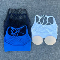 Women's Fitness Sports Bra Anti-Sweat Fitness Top Women Yoga Bra Shockproof Crop Top Cross Back Sport Bra Gym Workout Top
