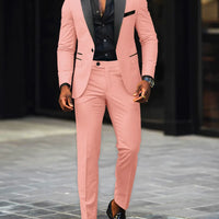 Men's New Fashion Business Casual Two-piece, Comfortable and Breathable Slim-fit Side Slit Single-button Suit Jacket+trousers