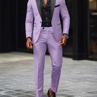 Men's New Fashion Business Casual Two-piece, Comfortable and Breathable Slim-fit Side Slit Single-button Suit Jacket+trousers