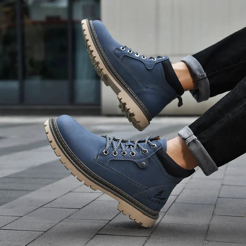 Handmade Men Boots Ankle Winter Leather Shoes Autumn Outdoor Hiking Boots Sneakers Hombres Botas High Top Footwear Anti Slip MANDOTOS