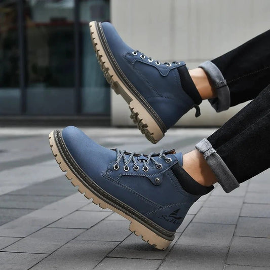 Handmade Men Boots Ankle Winter Leather Shoes Autumn Outdoor Hiking Boots Sneakers Hombres Botas High Top Footwear Anti Slip MANDOTOS