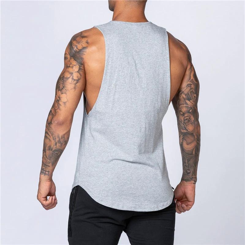 Men's Gym Clothing Summer Fitness Cotton Tank Top Men Jogging Bodybuilding Sleeveless Shirt Breathable O-Neck Casual Muscle Vest MANDOTOS