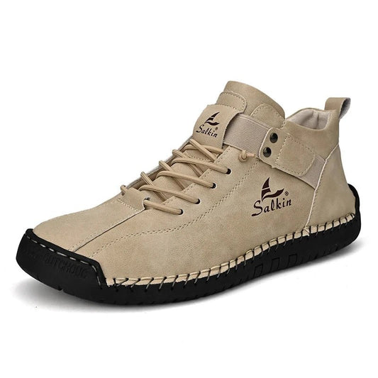 New 2025 Handmade Leather Casual Men Shoes Design Sneakers Man Breathable Leather Shoes Men Ankle Boots Outdoor MANDOTOS