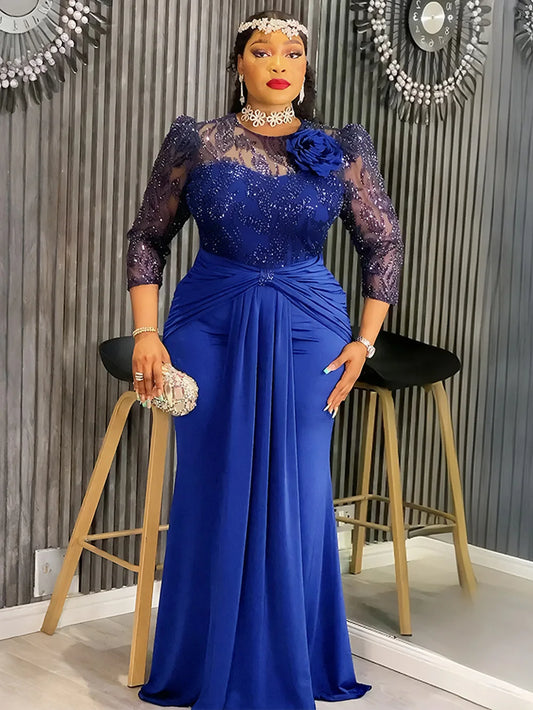 African Dresses for Women 2025 New Fashion Plus Size Sequin Evening Party Long Dress Dashiki Ankara Outfits Robe African Clothes
