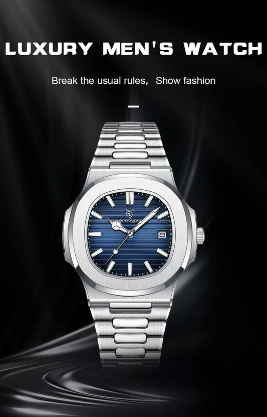 POEDAGAR Top Luxury Brand Man Watch Sports Waterproof Luminous Date Men Wristwatch Square Dial Quartz Men's Watches High Quality - MANDOTOS