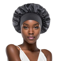 Women Satin Bonnet Hair Bonnet for Sleeping Hair Care Silk Bonnets Solid Wide-brimmed Sleeping Hat with Elastic Soft Band