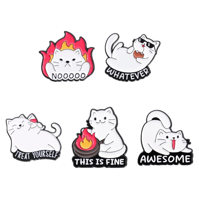 Animal 5-7pcs/Set Enamel Pins Penguin Bat Bee Owl Metal Brooches Fashion Lapel Badge Backpack Clothes Jewelry Gift for friends - MANDOTOS