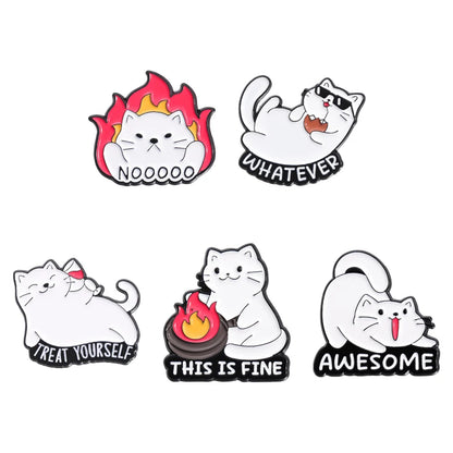 Animal 5-7pcs/Set Enamel Pins Penguin Bat Bee Owl Metal Brooches Fashion Lapel Badge Backpack Clothes Jewelry Gift for friends - MANDOTOS