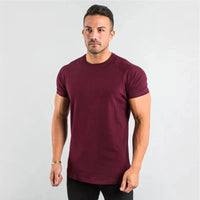 T Shirt Men Casual Short Sleeve Muscle Joggers Bodybuilding Tshirt Male Gym Fitness Tops Tee Streetwear Slim Fit Summer T-shirt MANDOTOS
