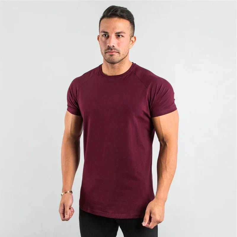 T Shirt Men Casual Short Sleeve Muscle Joggers Bodybuilding Tshirt Male Gym Fitness Tops Tee Streetwear Slim Fit Summer T-shirt MANDOTOS