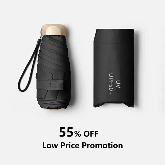 1Pc 55% Off Mini Sun Umbrella Pocket Rain Umbrella Vinyl Folding UV Ultraviolet Protection Sun Shade Pocket Parasol Capsule - MANDOTOS