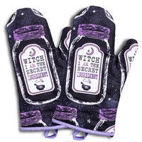 Set of 2 Witch Herbs Oven Mitt | Pot Holders Hanging Oven Gloves Set